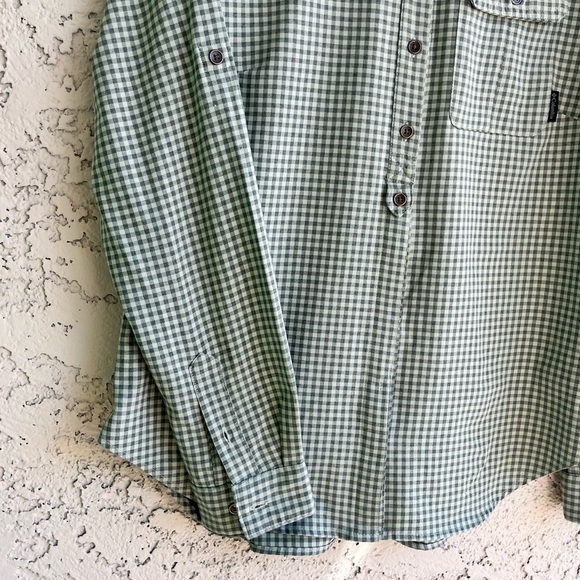 COLUMBIA Green Plaid Button-Down, Omni-Shade Sun Protection Long Sleeve W Small - Picture 12 of 13